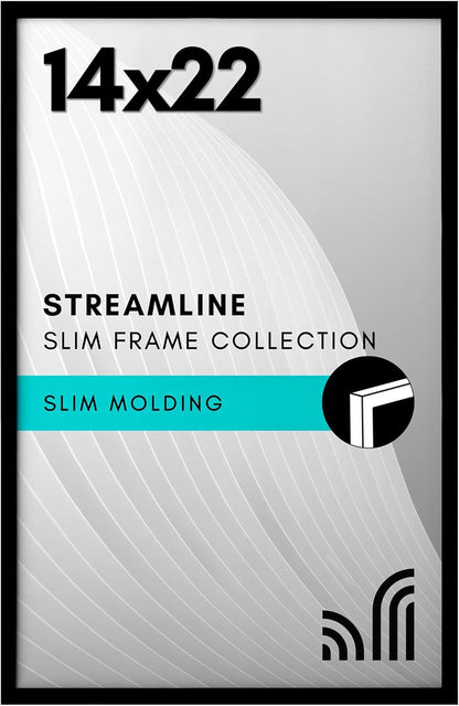 Americanflat 24x36 Poster Frame with Polished Plexiglass - Streamline Collection - Thin Border Picture Frame for Wall Display - Hanging Hardware Included - Black - Colors A