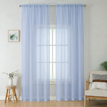 OWENIE Sheer Curtains 84 inches Long 2 Panels Set for Living Room/Bedroom, Rod Pocket Voile Sheer Panel Drapes, White, 2pcs, Each 42" W x 84" L - Colors A