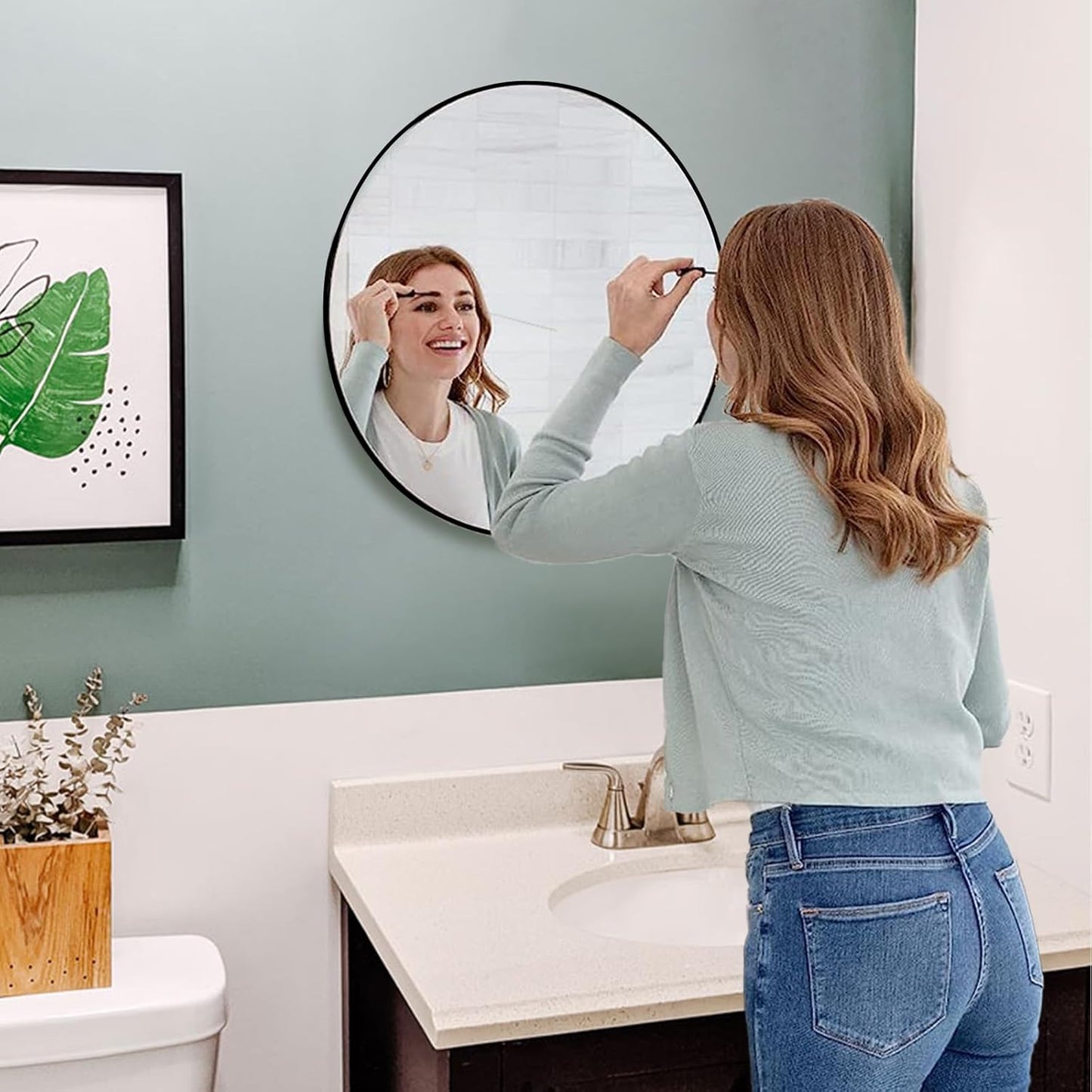 Fabuday Black Circle Mirror for Wall 20 inch - Round Mirrors for Bathroom, Entryway, Living Room, Hallway, Bedroom Decor, Small Matte Framed