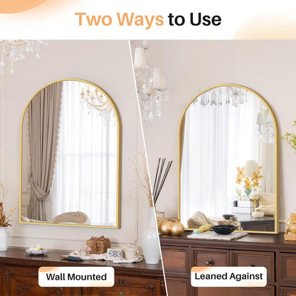 Bathroom Mirror for Wall, 24 Inch Round Mirror, Matte Black Metal Framed Circle Vanity Mirror for Bathroom Bedroom Living Room Entryway, Anti-Rust, Tempered Glass, Hanging or Leaning