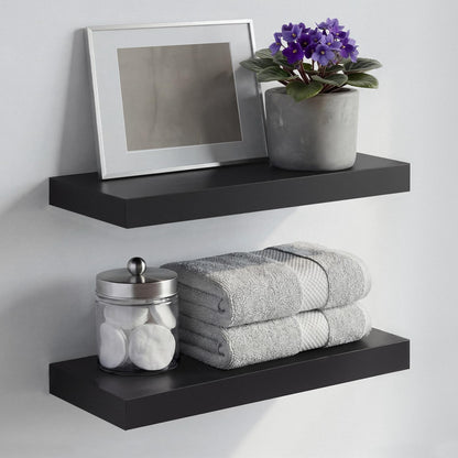 Homeforia 24 inch Natural Floating Shelf, High End Solid Real Wood 24inch Small Floating Shelves for Wall Mounted, Natural Wooden Floating Shelves, Heavy Duty Bracket, 24 X 6.5 X 1.75 in, Set of 2