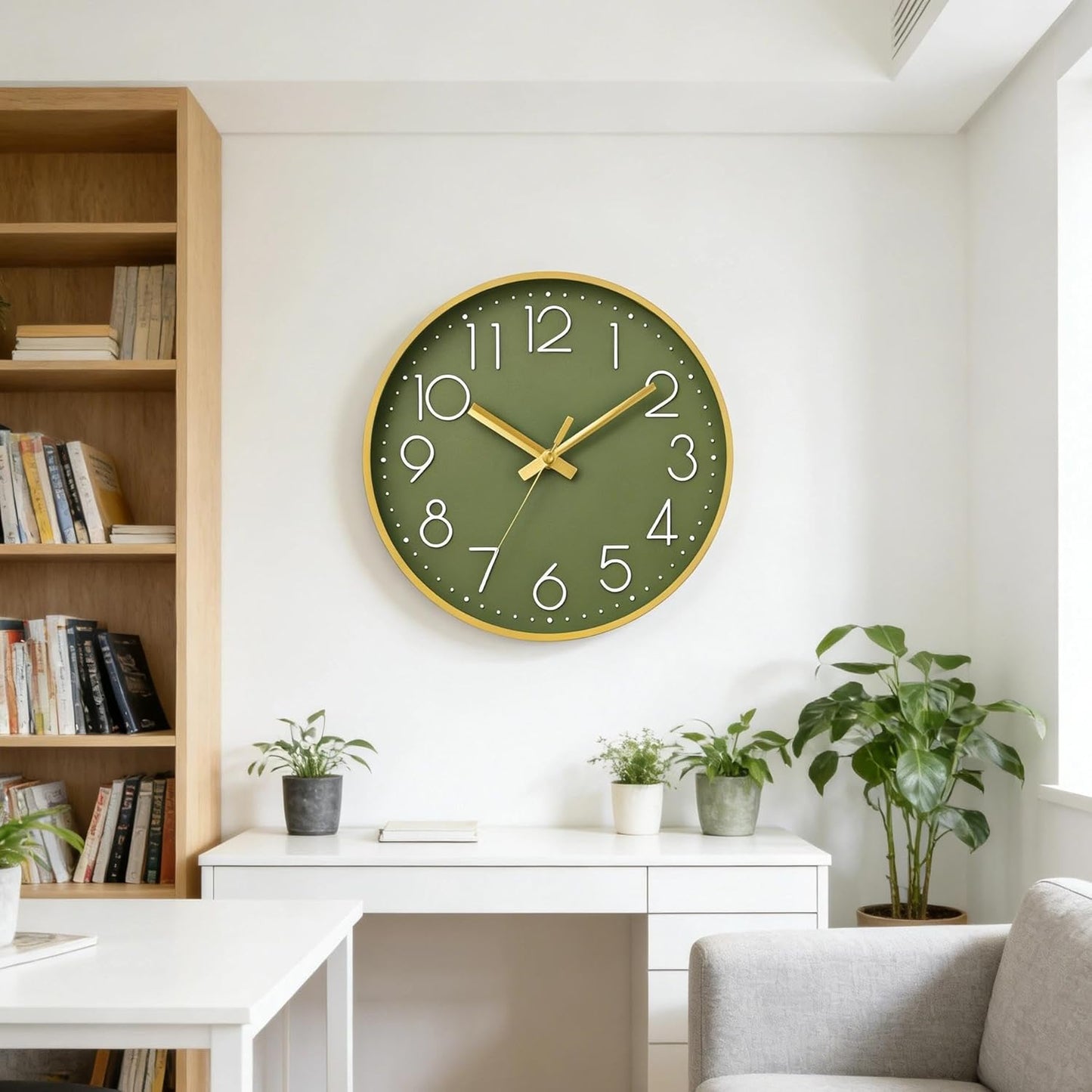DAXSMY Wall Clock - 8 Inch Silent Non-Ticking Modern 3D Wall Clocks Battery Operated - Decorative Clock for Kitchen, Home Office, Bathroom, Bedroom(Rose Gold)