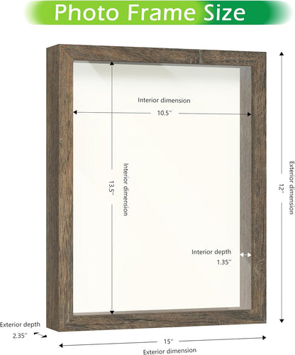 FrameWorks 11” x 14” Dark Oak Wooden Shadow Box Frame – Display Case with Soft Felt Back, Memory Box with Tempered Glass, Display Box with Elegant White Ball Push Pins, Wooden Flower Box