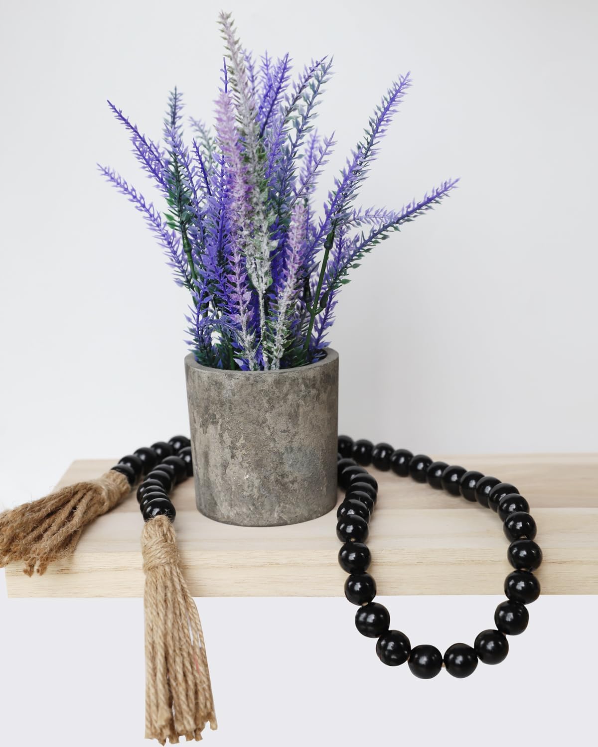 Boho Decor Wood Beads Garland Farmhouse Wall Hanging Decorations Natural Wooden Bead Tassel Decorative for Coffee Table Christmas and Prayer (Nature, 58")