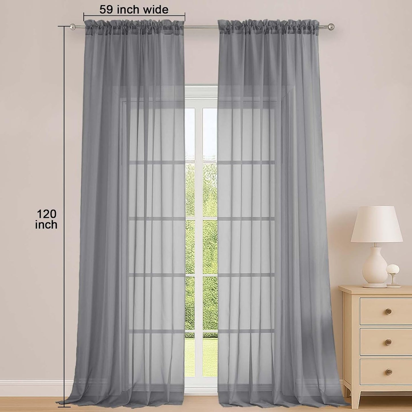 OWENIE Sheer Curtains 84 inches Long 2 Panels Set for Living Room/Bedroom, Rod Pocket Voile Sheer Panel Drapes, White, 2pcs, Each 42" W x 84" L - Colors A
