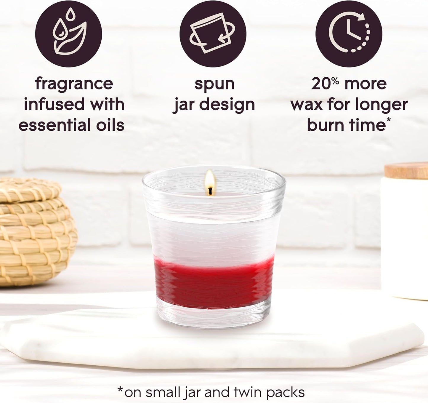 Glade 1-Wick Scented Candle Jar, Angel Whispers, Air Freshener Infused with Essential Oils, 4.08 Oz, 2 Count