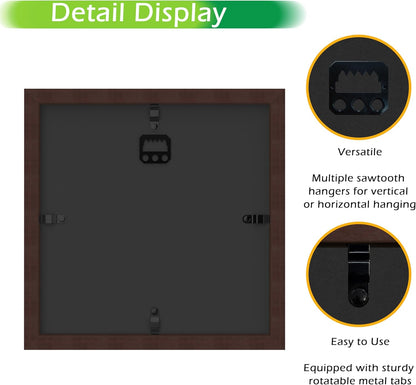 FrameWorks 11” x 14” Dark Oak Wooden Shadow Box Frame – Display Case with Soft Felt Back, Memory Box with Tempered Glass, Display Box with Elegant White Ball Push Pins, Wooden Flower Box