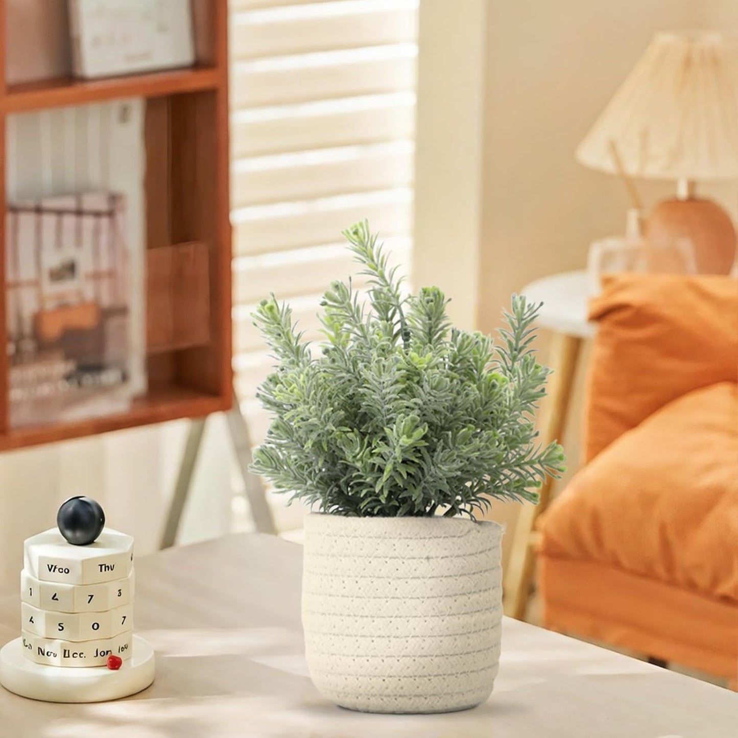 Hopewood Faux Plants, Small Fake Plant for Bathroom, Decorative Artificial Plants for Farmhouse Desk Shelf Decor with A Weave Basket (9.8inch)