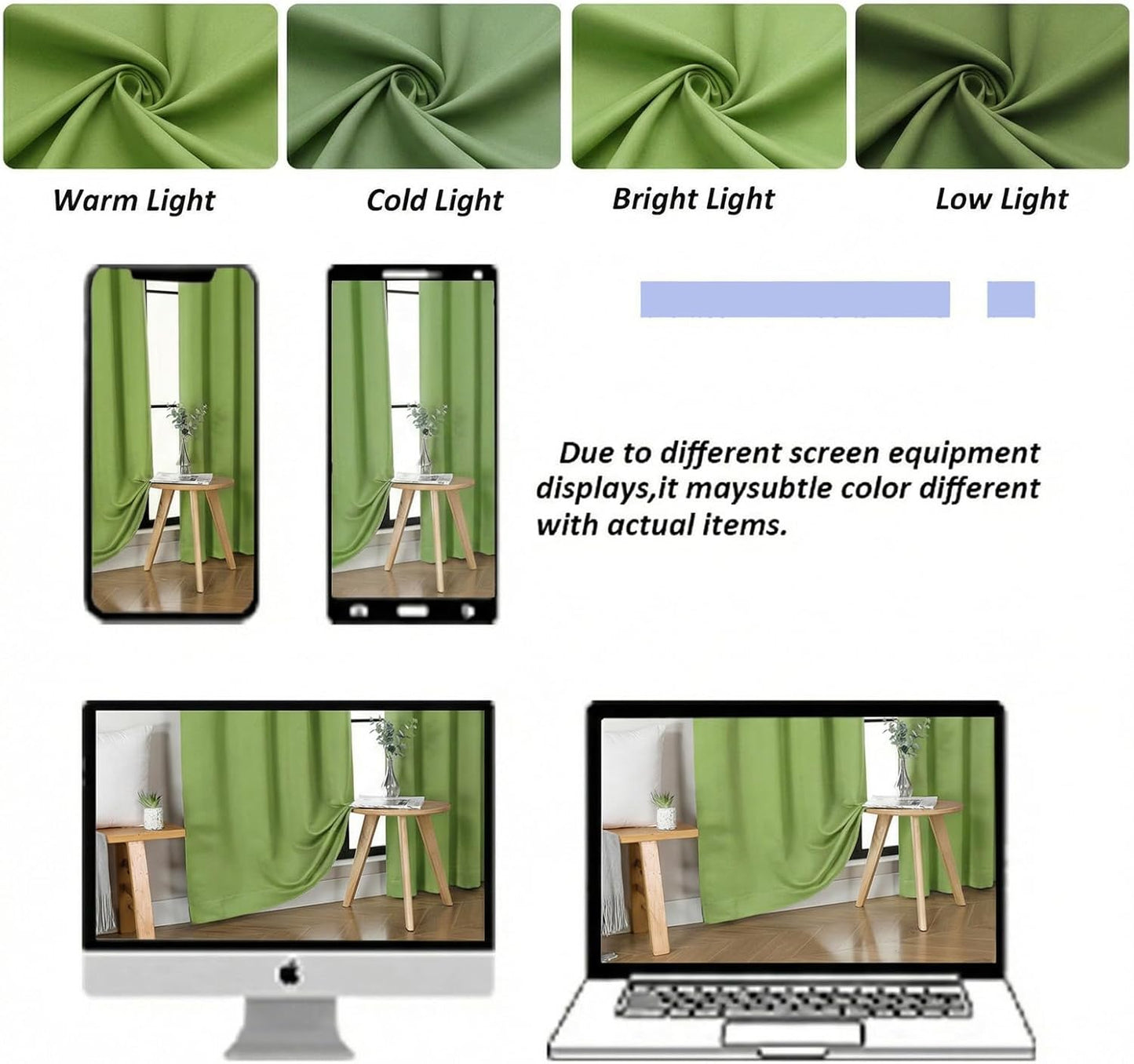 Simplebrand Ava Sage Green Blackout Curtains for Bedroom 63 Inch Length 2 Panels Set, Solid Thermal Insulated Energy Saving Rod Pocket Window Treatment Curtains Blackout Drapes, W40 x L63 Inch, Sage - Colors C