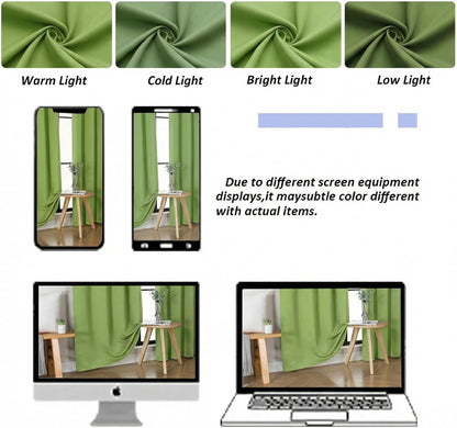 Simplebrand Ava Sage Green Blackout Curtains for Bedroom 63 Inch Length 2 Panels Set, Solid Thermal Insulated Energy Saving Rod Pocket Window Treatment Curtains Blackout Drapes, W40 x L63 Inch, Sage - Colors C