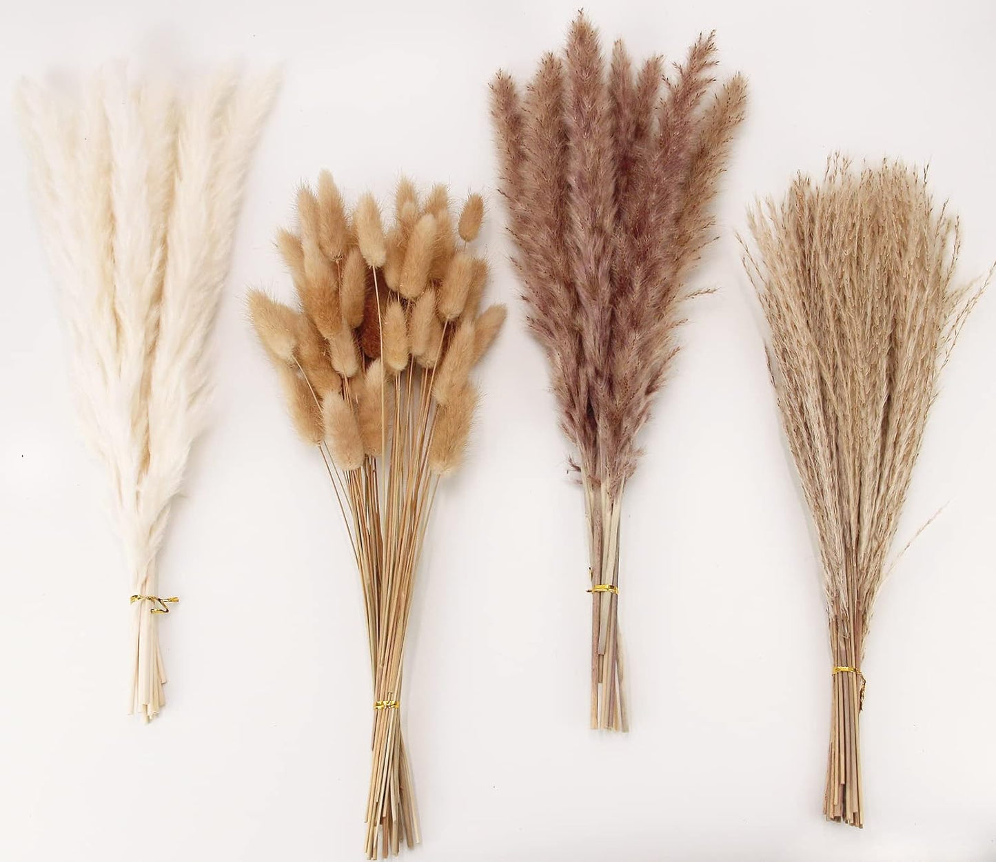 65PCS Pampas Grass Decor, Including pompas Floral, Reed Dried Grass and Bunny Tails Dried Flowers, Natural Dried Pampas Grass Bouquet for Boho Decor Wedding, Home Decoration