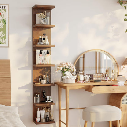 LitaEther Versatile 7 Tier Wall Shelf Unit,White Lack Wall Shelf,Display Floating Shelf with LED Remote Control Light