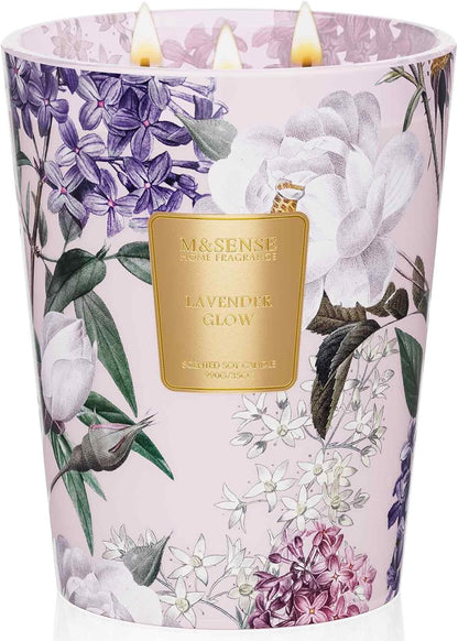 M&SENSE Jasmine Candles Highly Scented 3 Wick 35oz 150 Hours Burn Extra Large Jar Candles for Women, Natural Soy Wax Aromatherapy Candle for Stress Relief, Meditation, Yoga, Spa - Colors B