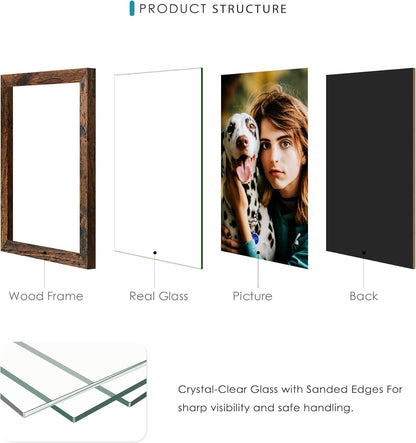 DUENPY 4x6 Collage Picture Frames, 12-Pack Solid Wood Photo Frame, Picture Frames Collage Wall Decor, Set with Glass Front, Assembly Required, Black