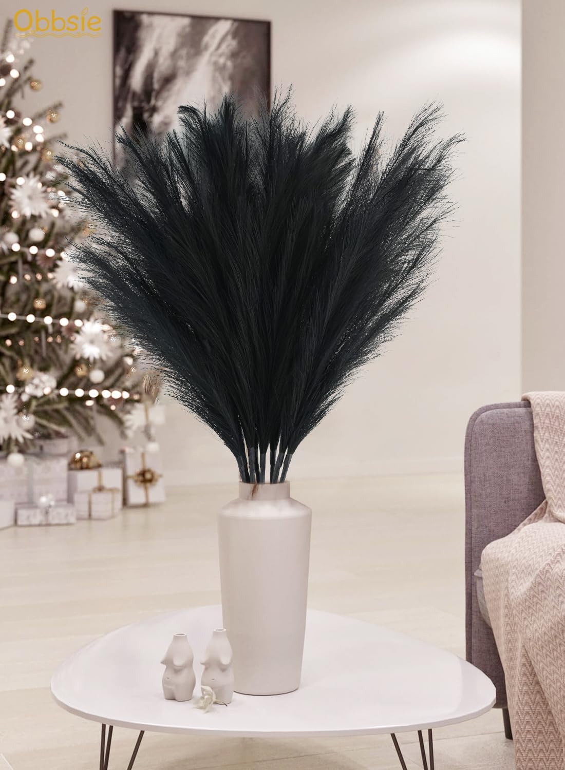 obbsie 50pcs Pink Faux Pampas Grass Decor, 21.6" Short Artificial Floral Branches Vase Filler Flower Arrangement for Home Wedding Boho Outdoor Decor
