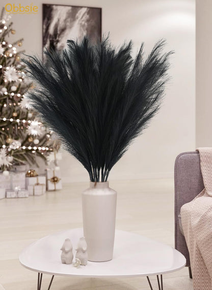 obbsie 50pcs Pink Faux Pampas Grass Decor, 21.6" Short Artificial Floral Branches Vase Filler Flower Arrangement for Home Wedding Boho Outdoor Decor