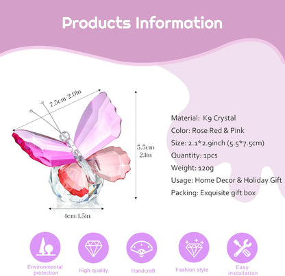 H&D HYALINE & DORA Crystal Cut Butterfly Animal Ornament Decoration for Office Table Home Bedroom