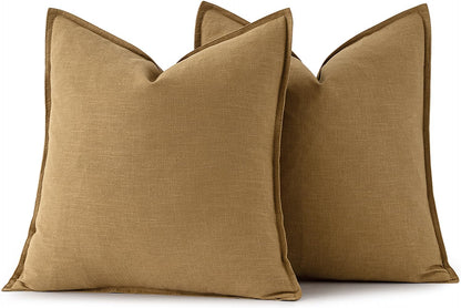 MIULEE Decorative Linen Euro Sham Pillow Covers 26x26 Cream White Boho Farmhouse Neutral Couch Throw Pillows for Bed Pack of 2 Accent Modern Pillowcase Sofa Livingroom Home Decor
