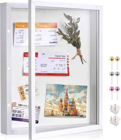 8x10 Deep Shadow Box Picture Frame Display Case with Linen Back and Stand,Real Glass Black Shadow Memory Box Frame 8x10 for Flower Baby Pet Wedding Photo Art Craft Memorial Wall Decor Gift