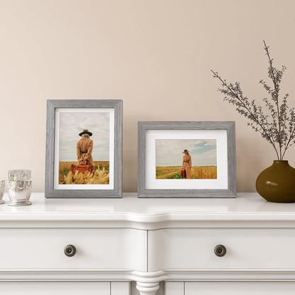 Egofine 8x10 Picture Frames Set of 4, Made of Solid Wood Covered by Plexiglass 4x6 and 5x7 with Mat or 8x10 without Mat, for Table Top Display and Wall Mounting Photo Frame Black