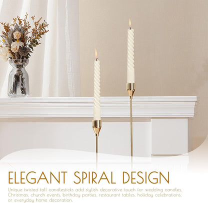 10 Pack Ivory Spiral Taper Candles 3/4×10 Inch – Dripless Smokeless Unscented Long Twisted Tapered Candle Sticks for Wedding Dinner Home Decor Advent Christmas – Cream Candlesticks