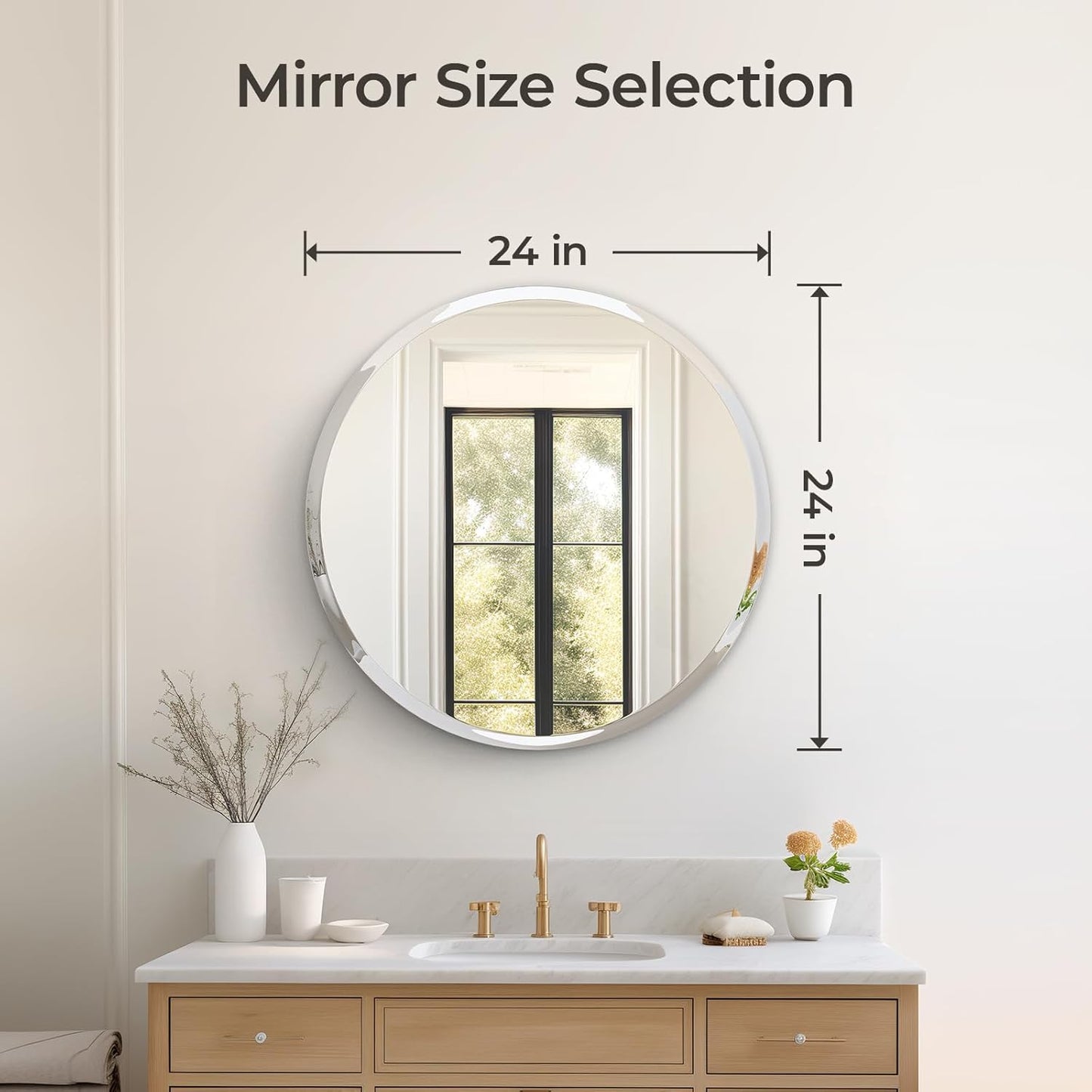 USHOWER Bathroom Mirrors for Over Sink, 36 Inch Circle Mirror with Metal Frame, Black Wall Mirror for Vanity, Entryway, Living Room, Hallway and Bedroom Decor