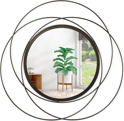 Gold Sunburst Mirrors for Wall Decorative Metal Round Art Mirrors Large Wall Decor Hanging Mirror for Bathroom Bedroom Living Room Vanity Entryway 16"
