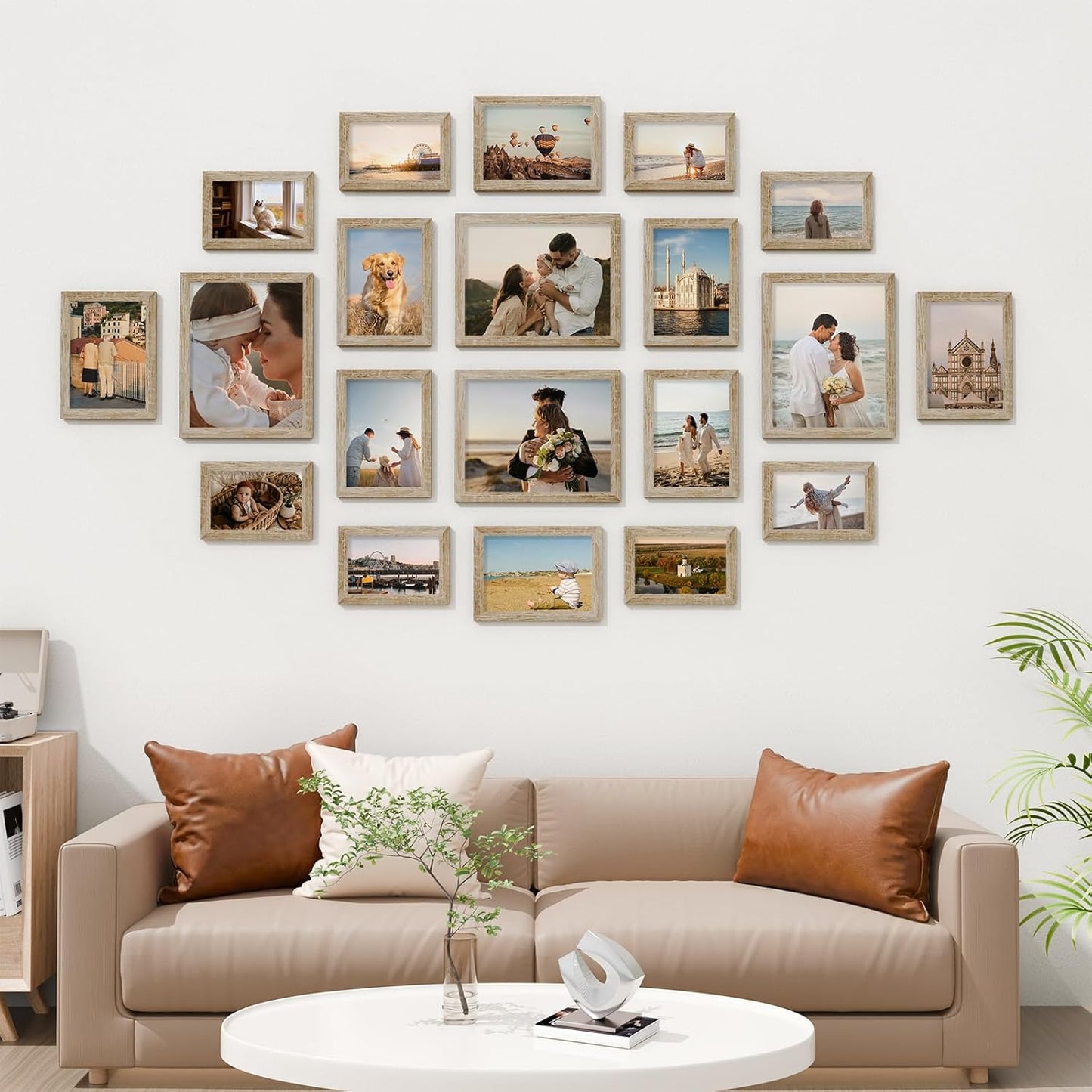Vittanly 20 Pack Picture Frames Collage Wall Decor, Multi Sizes Including 4pcs 8x10, 8pcs 5x7 and 8pcs 4x6 Photo Frames, Gallery Frame Set for Wall or Tabletop Display, Black, Brown and Dark Grey