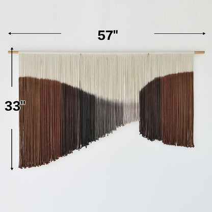 Jakalin Macrame Wall Hanging Dip Dyed Fiber Macrame Wall Decor Boho Cord Living Room Wall Art 57" Wx43 L