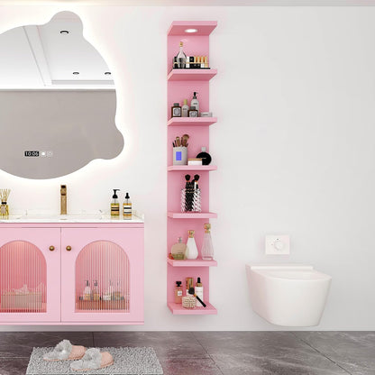 LitaEther Versatile 7 Tier Wall Shelf Unit,White Lack Wall Shelf,Display Floating Shelf with LED Remote Control Light