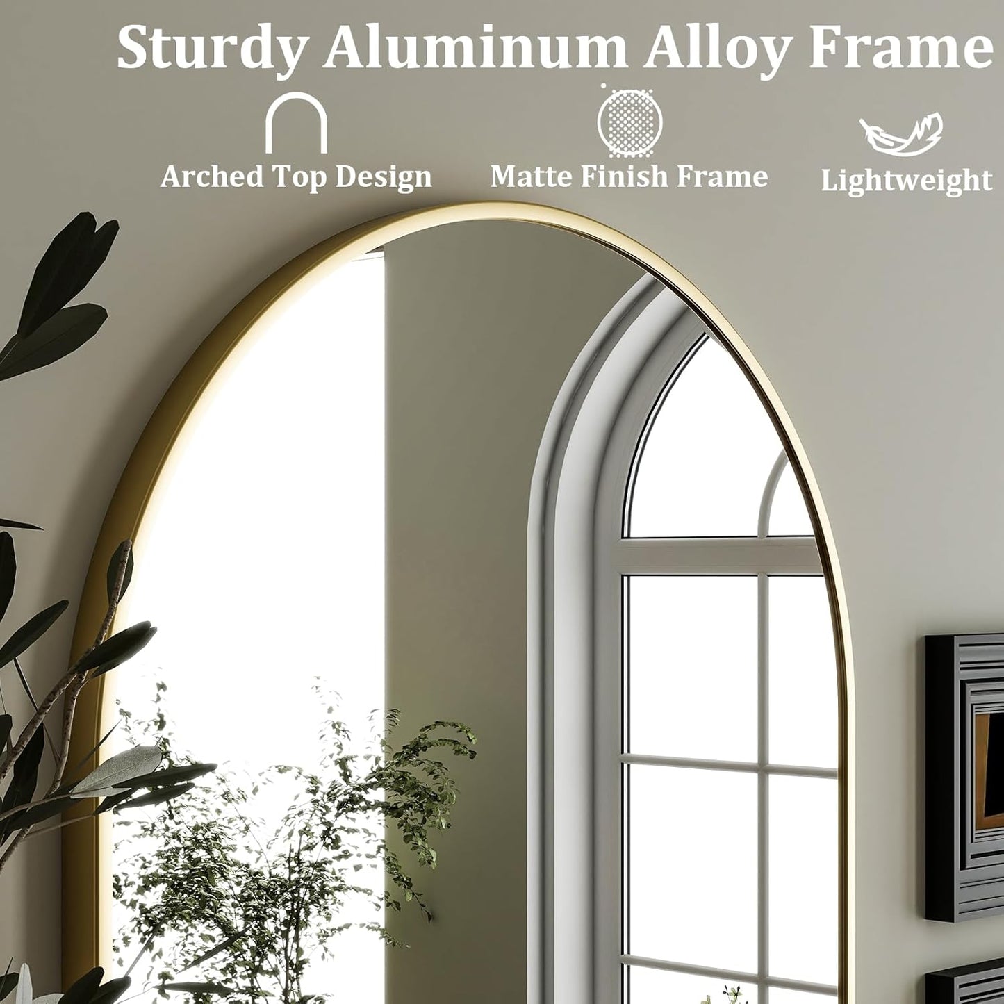 HARRITPURE Arched Wall Mirror 24"x36" – Black Metal Frame Vanity Mirrors for Bedroom, Entryway, Living Room Decor