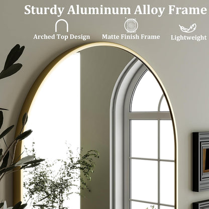 HARRITPURE Arched Wall Mirror 24"x36" – Black Metal Frame Vanity Mirrors for Bedroom, Entryway, Living Room Decor