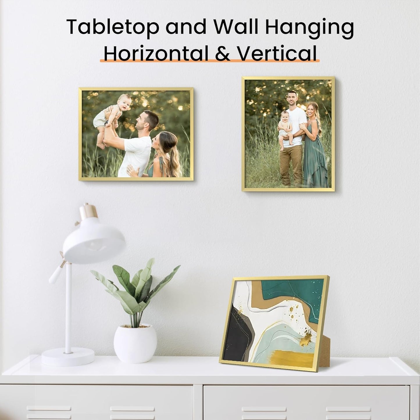 upsimples 5x7 Picture Frame Set of 3, Made of High Definition Glass for 5 x 7 Black Frames, Wall and Tabletop Display Thin Border Photo Frame for Home Décor