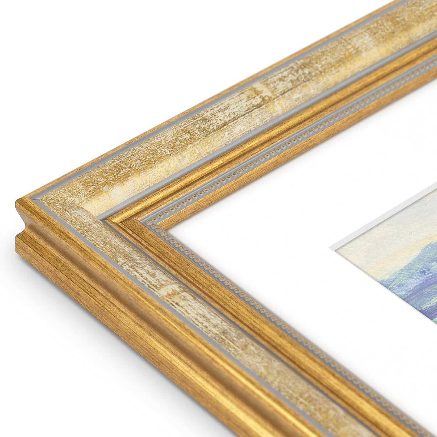 Golden State Art,11x14 Ornate Picture Frame for 8x10 Photo with Mat or 11 x 14 Prints without Mat,Real Glass Wall Display(Color:Green Gold)