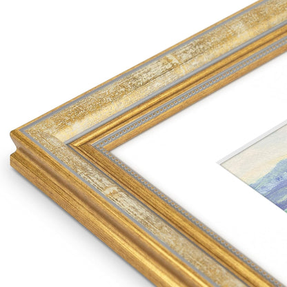 Golden State Art,11x14 Ornate Picture Frame for 8x10 Photo with Mat or 11 x 14 Prints without Mat,Real Glass Wall Display(Color:Green Gold)