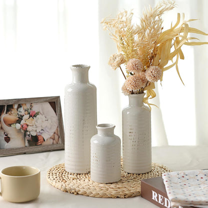 Modern Ceramic Vase Set of 5, Vases Home Decor Rustic Farmhouse Decorative Vase Pottery Vases for Bouquet Pampas Grass Dried Fresh Flowers, Table Living Room Kitchen Bedroom