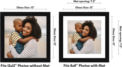 Americanflat 8x10 Picture Frame with Shatter-Resistant Glass - Use as 5x7 Frame with Mat or Display 8x10 Photo Without Mat - Signature Collection - Picture Frames for Tabletop and Wall Display - Black