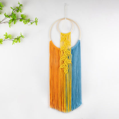 LB Boho Macrame Wall Hanging - Green and Beige Handmade Cotton Woven Decor, Modern Geometric Bohemian Tapestry Wall Decor for Bedroom Living Room Home (31.5"x9.84") Nature-Inspired Room Decor