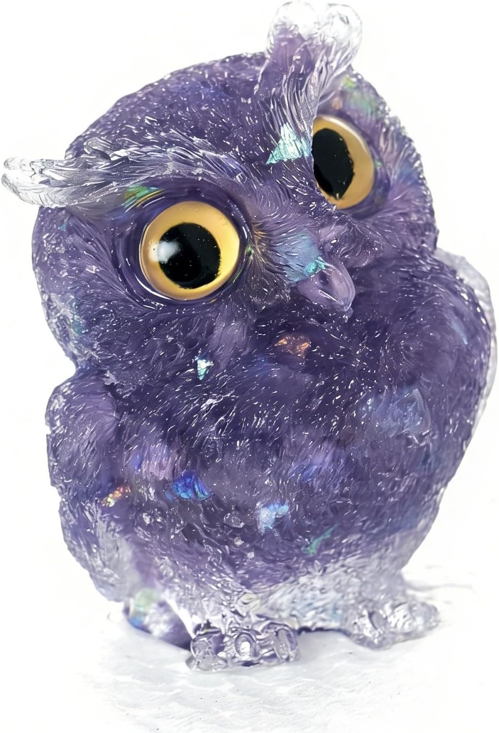 OwMell Owl Statue Tumbled Stone Gemstone Owl Figurine Home Decor Shelf Decor 2.5" - Turquoise