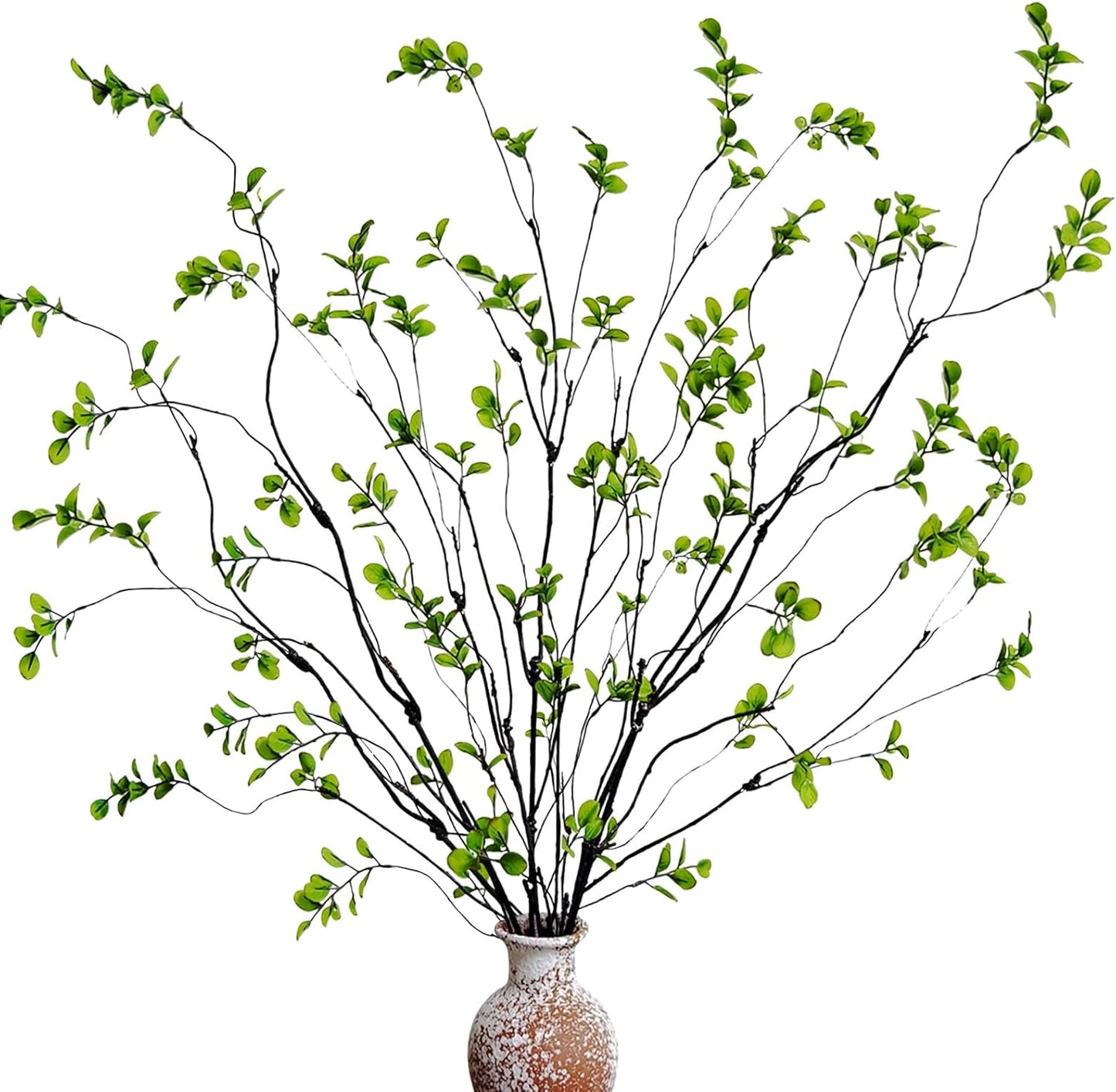 4 Pcs Artificial Ficus Branches Faux Eucalyptus Stems, 47.2 Inch Fake Greenery Stems Artificial Plants for Vase Filler Decoration, Fake Leaves Branches Centerpieces Decor