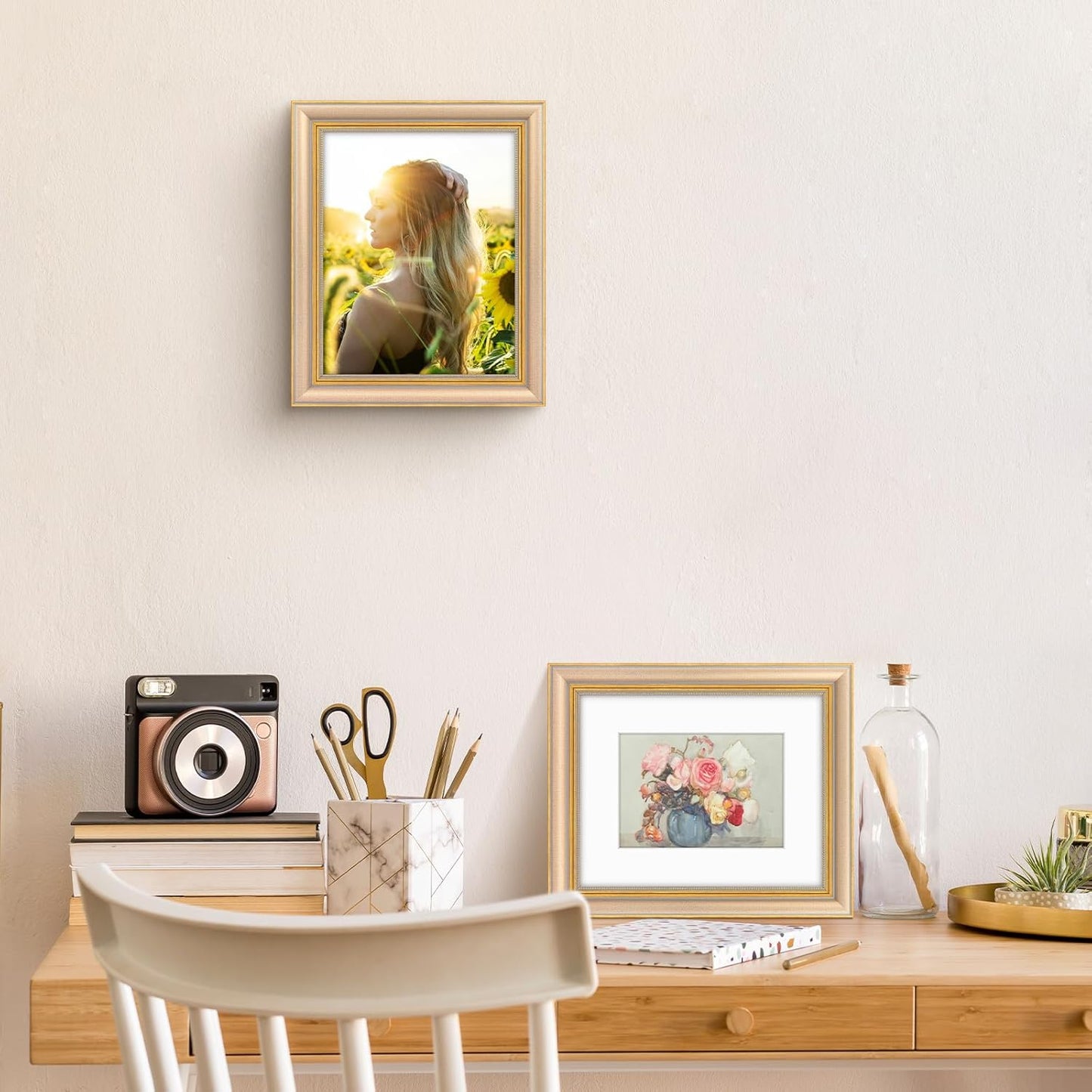 Golden State Art,11x14 Ornate Picture Frame for 8x10 Photo with Mat or 11 x 14 Prints without Mat,Real Glass Wall Display(Color:Green Gold)