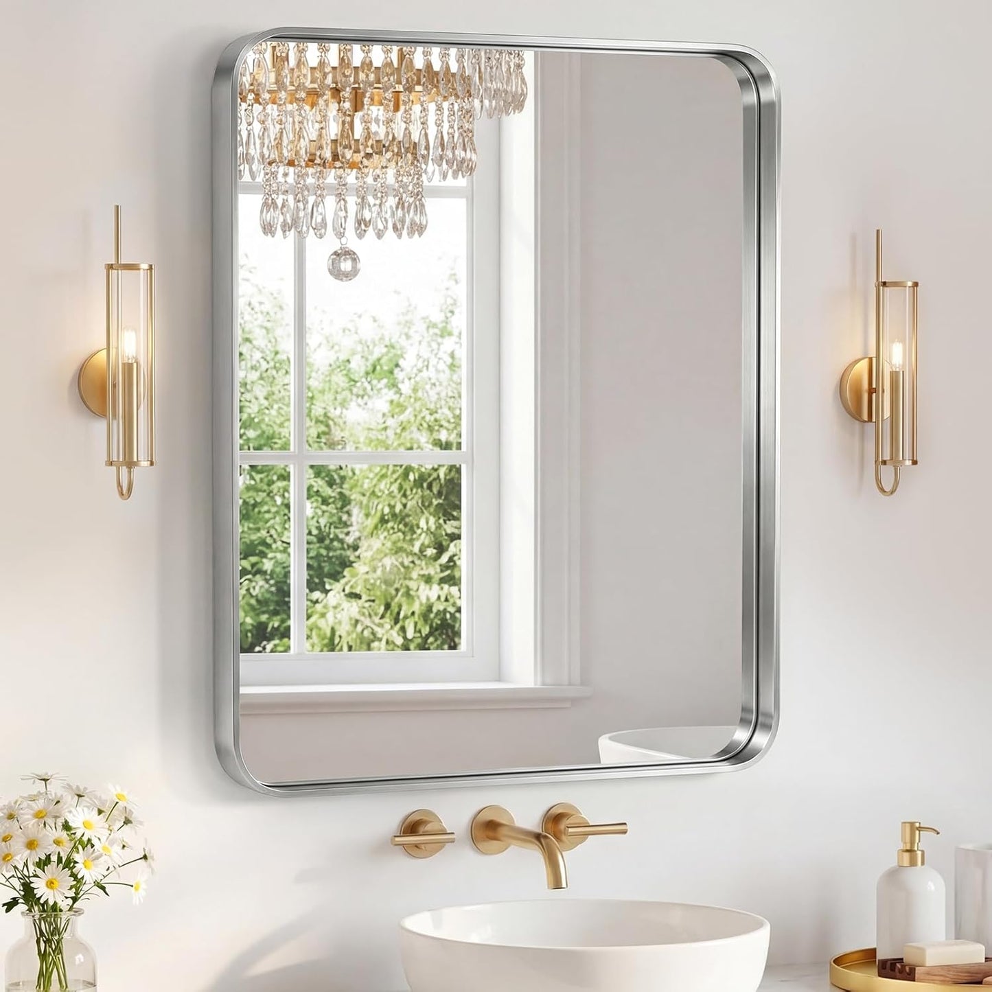 NEWBULIG Gold Round Wall Mirror 36 Inch, Bathroom Mirrors for Over Sink, Wall Decor for Bathroom, Entryway, Bedroom, Vanity