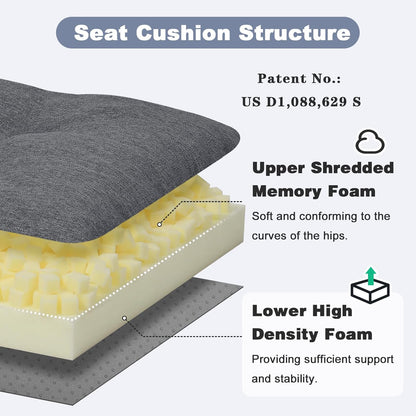 baibu 40 Inch Dual-Layer Patent Design Memory Foam Bench Cushion, Non-Slip Indoor Bench Cushion Standard Size Foam Pad with Machine Washable Cover (Dark Grey, 40x16x3in)