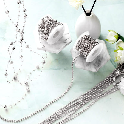 Bonuci 3 Rolls 66 Feet Pearls String Garland Faux Pearl Garland Spool Roll Strand Decoration Artificial Beads Chain Trim for Wedding Party Crafting Wedding Mother's Day Flower Decor(Ivory,4mm)