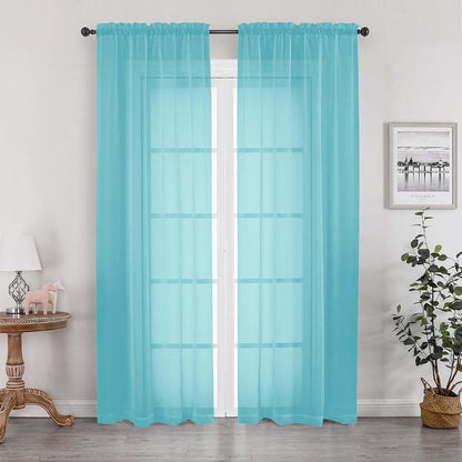 OWENIE Sheer Curtains 84 inches Long 2 Panels Set for Living Room/Bedroom, Rod Pocket Voile Sheer Panel Drapes, White, 2pcs, Each 42" W x 84" L - Colors A