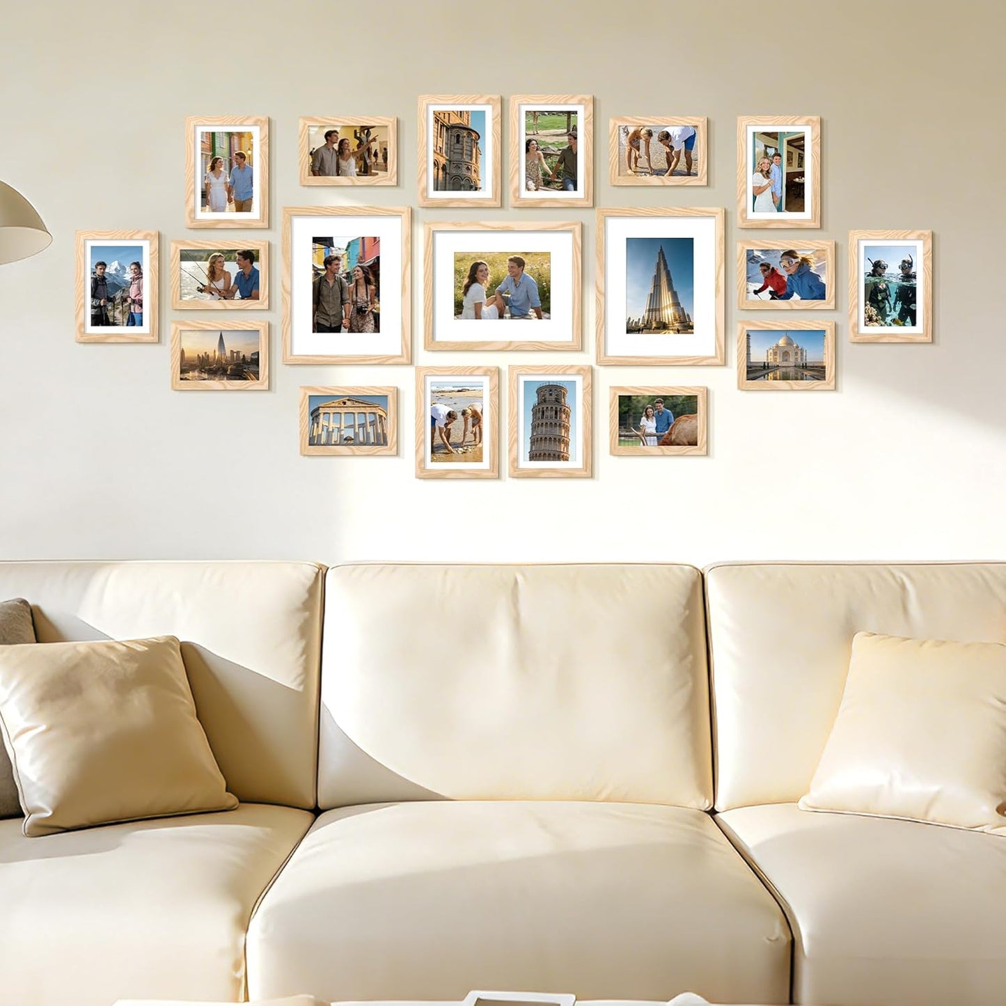 upsimples 19 Pack Picture Frames Collage Wall Decor for Mounting or Tabletop Display, Photo Gallery Frame Set for Family, Multi Sizes Including 8x10, 5x7, 4x6, Brown