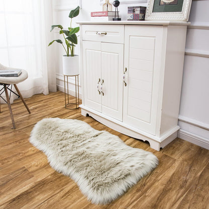 EasyJoy Ultra Soft Fluffy/Fuzzy Shaggy Area Rug Faux Fur Chair Cover Seat Pad for Bedroom Floor Sofa Living Room (2 x 6 ft Sheepskin, Beige)