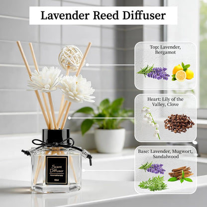 TonJin 2PCS Jasmine Reed Diffuser Set 1.7 fl oz with 6 Scent Sticks, Exotic Floral Home Fragrance, Natural Scented Oil Sticks for Bathroom, Living Room & Bedroom | Non-Toxic Air Freshener