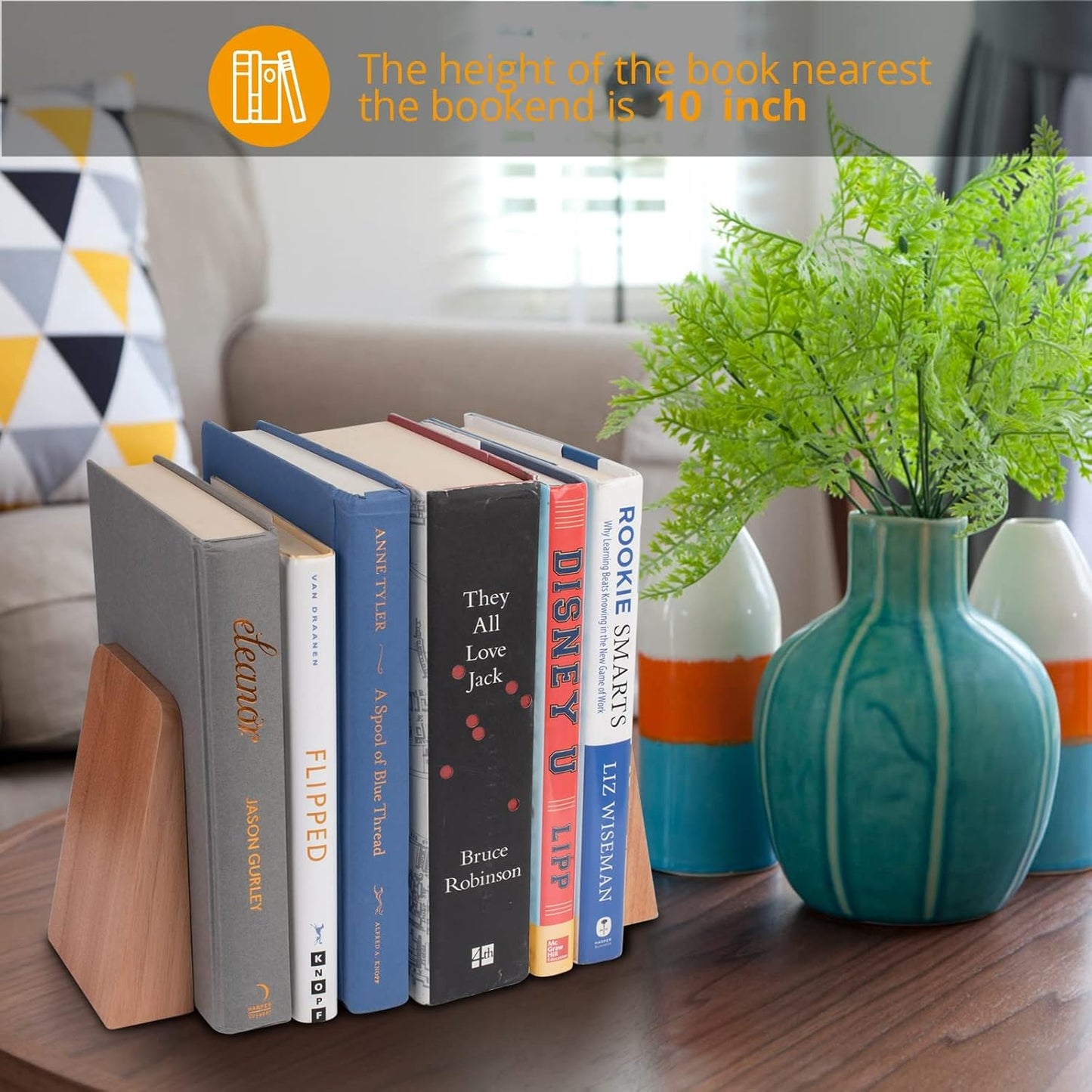 DRELIFAM Wood Handmade Book Ends to Hold Books Large Heavy Duty Bookends for Shelves Decorative Book End for Heavy Books