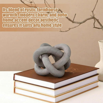 Yalikop 3 Link Wood Knot Decor Rustic Home Décor Accents Hand Carved Coffee Table Decoration, Boho Chain Link Decoration, Modern Shelf, Rustic Objects for Home Living Room Bedroom(White)